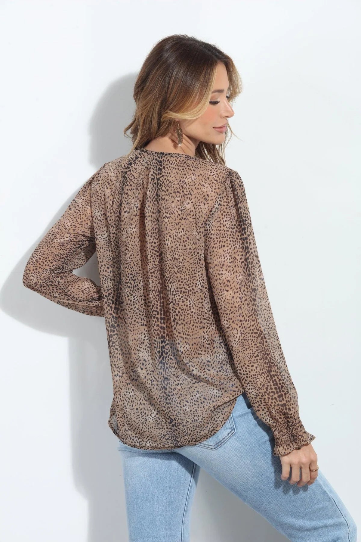 Veronica M Carmelo Chiffon Surplice Smocked Blouse