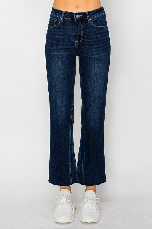 Risen Mid Rise Seam Detail Ankle Flare