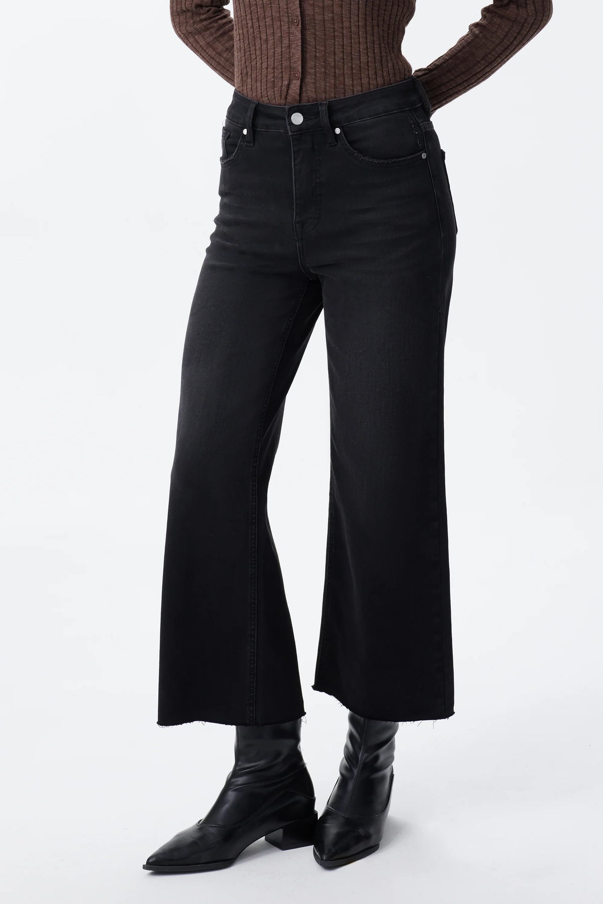 Bayeas High Rise Wide Leg Distressed Denim