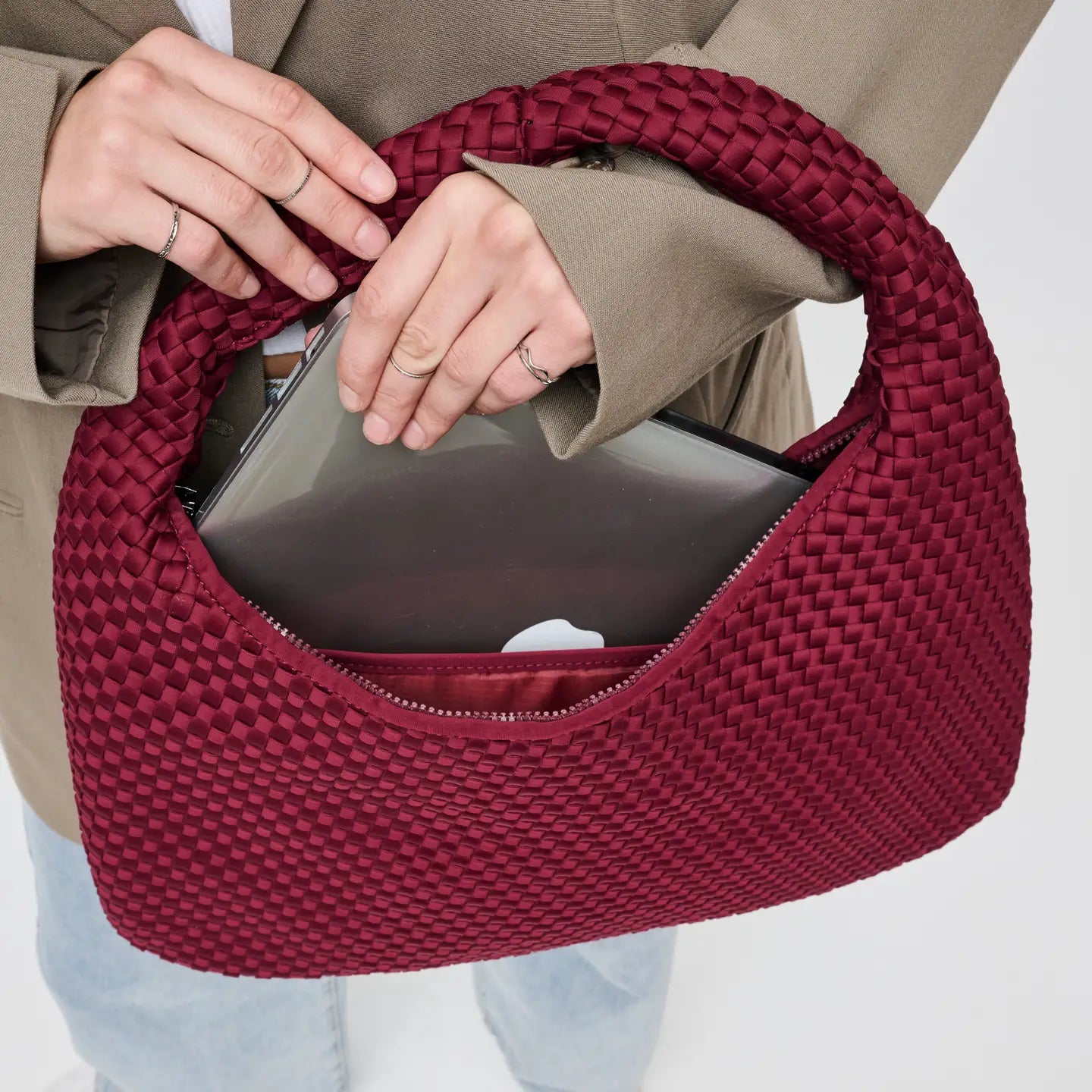 Dare to Dream Large Neoprene Woven Hobo Bag