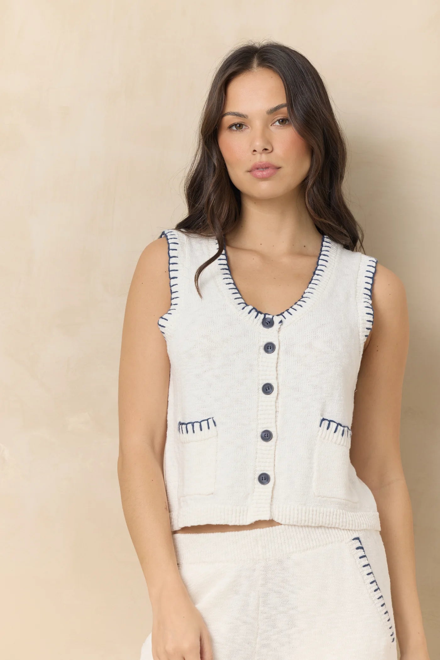 Vintage Havana Ivory Knit Vest