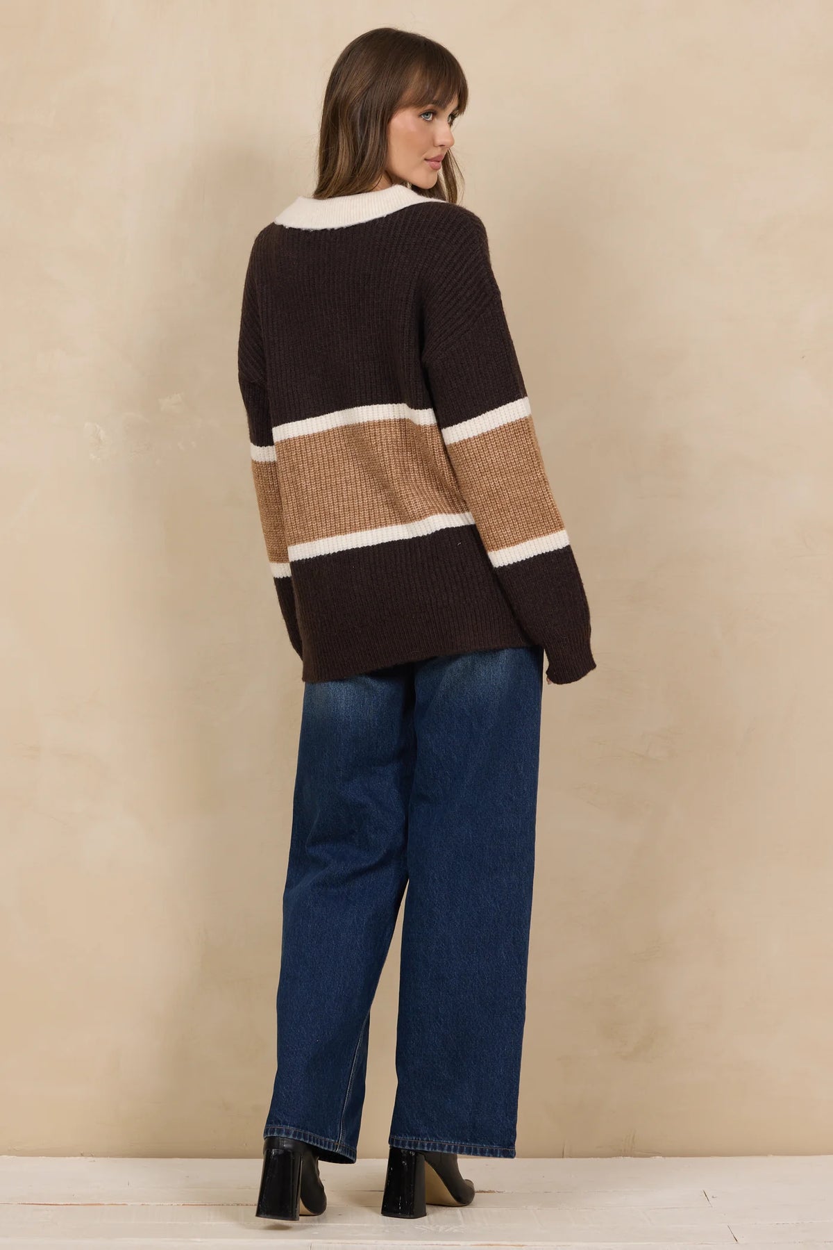 Vintage Havana Buffalo Stripe Collar Sweater