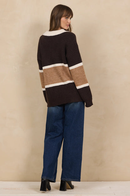 Vintage Havana Buffalo Stripe Collar Sweater