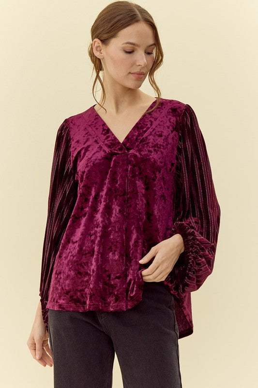 Velvet Drape Sleeve Top