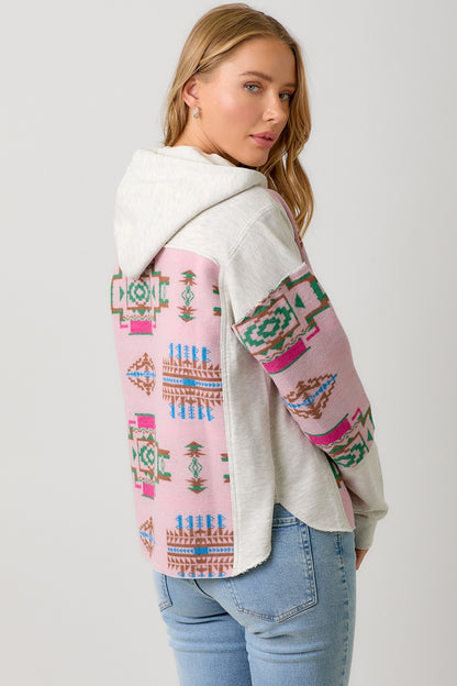 Aztec Color Blocked Hoodie Jacket