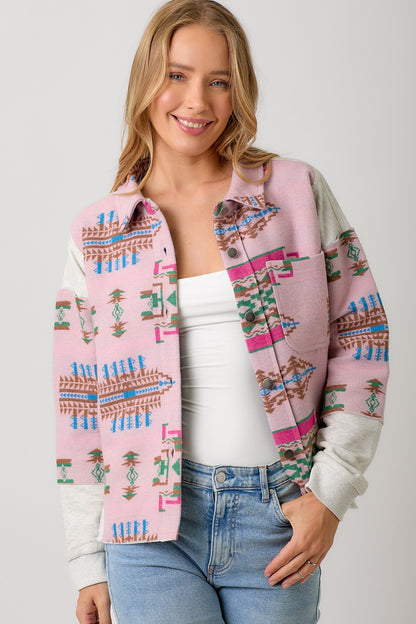 Aztec Color Blocked Hoodie Jacket
