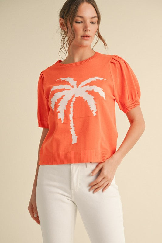Palm Tree Knit Top