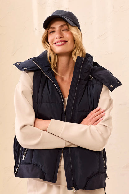 Tribal Quilted Puffer Vest W/ Removable Hood