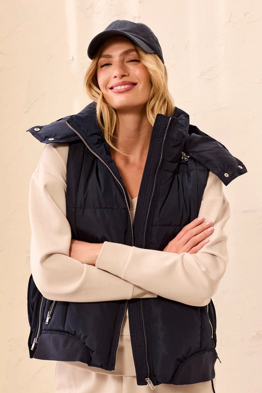 Tribal Quilted Puffer Vest W/ Removable Hood