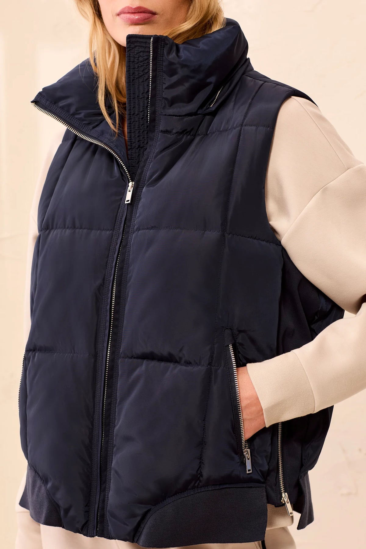 Tribal Quilted Puffer Vest W/ Removable Hood