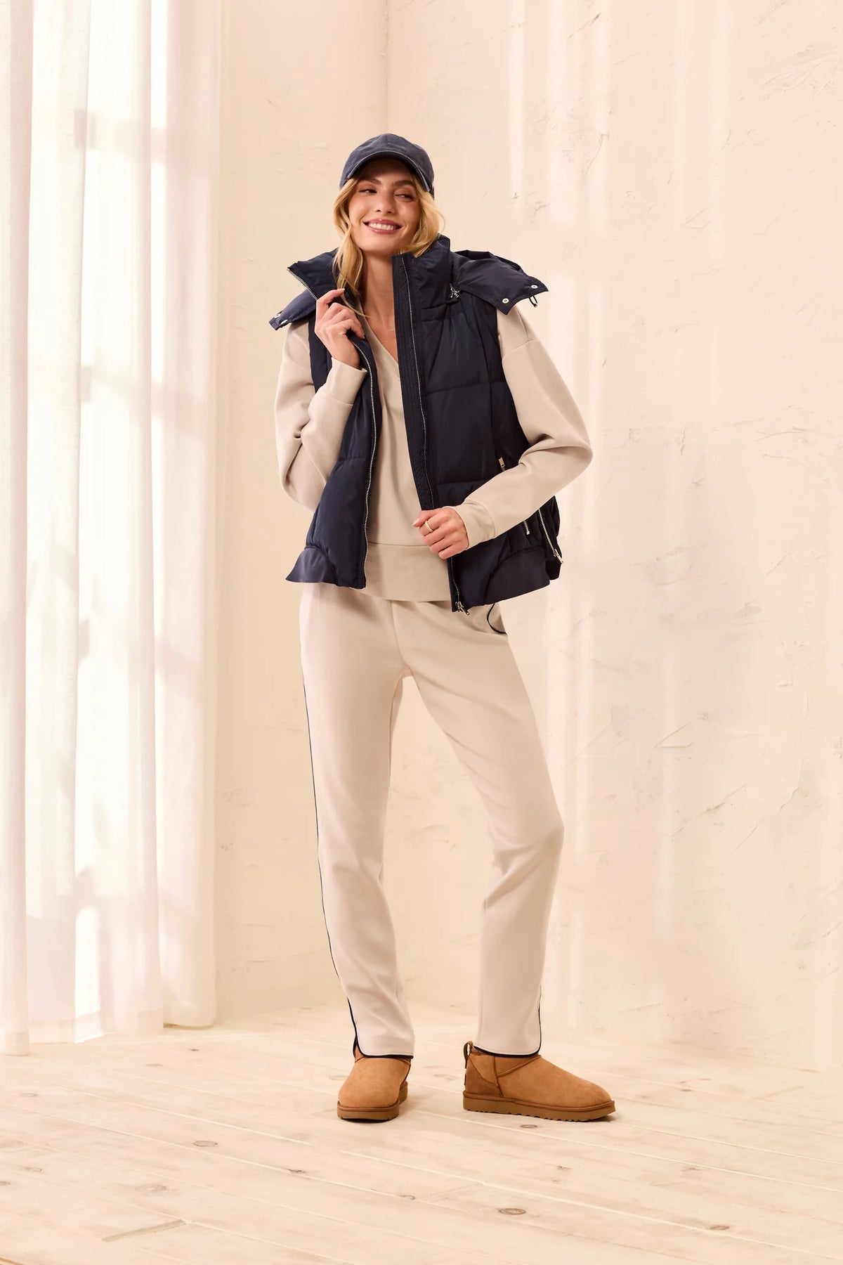 Tribal Quilted Puffer Vest W/ Removable Hood