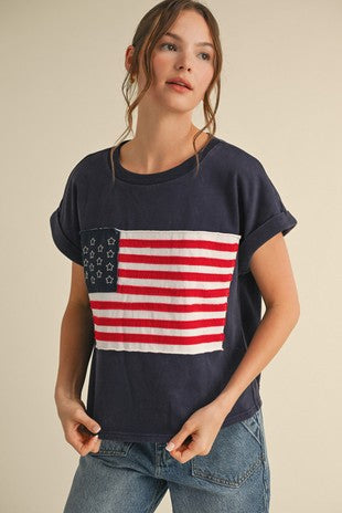 American Flag S/S Top
