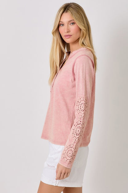 Mystree Washed Thermal Henley Top