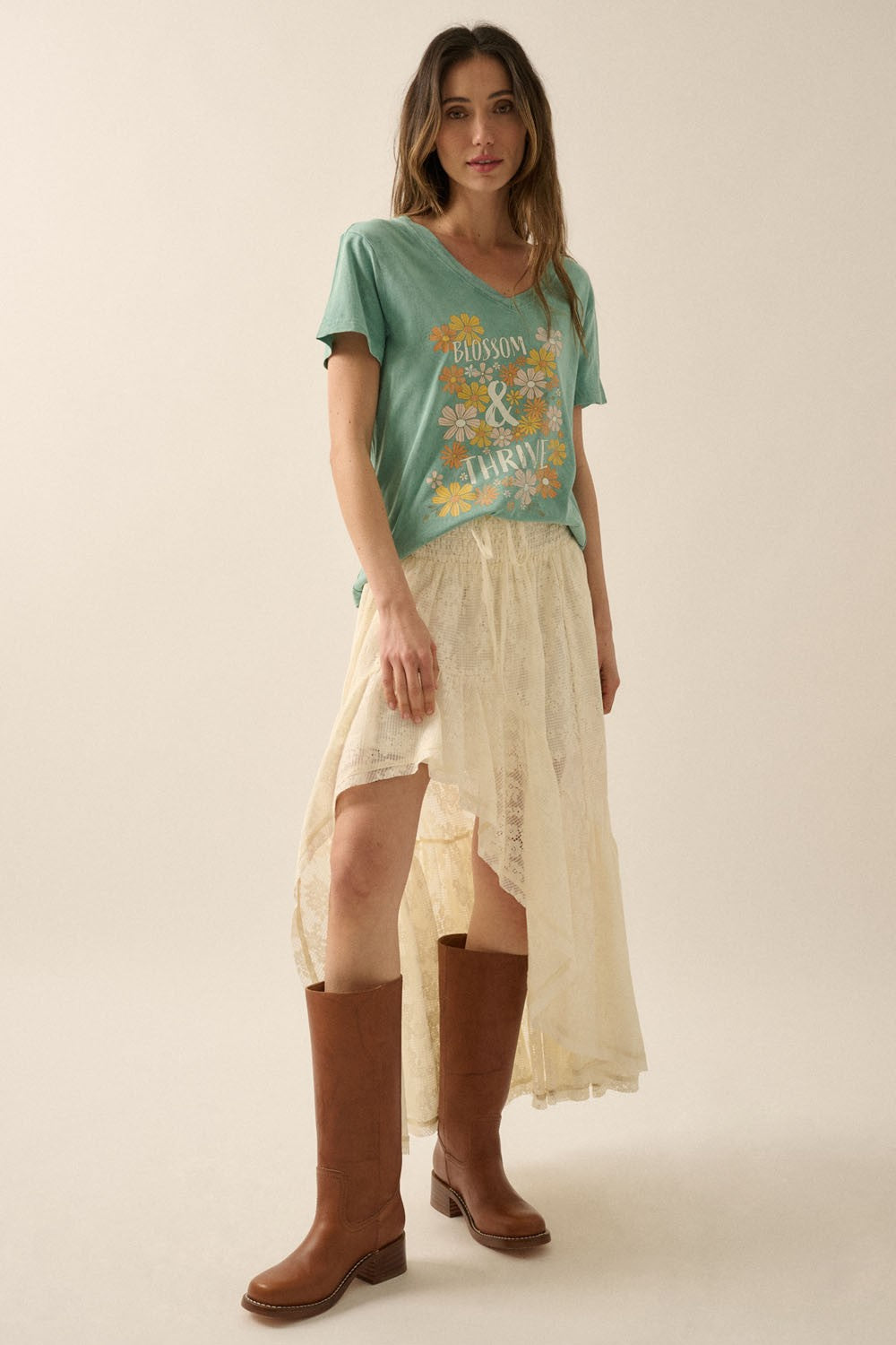 Blossom & Thrive V-Neck Vintage Wash Tee