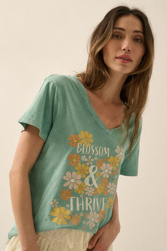Blossom & Thrive V-Neck Vintage Wash Tee
