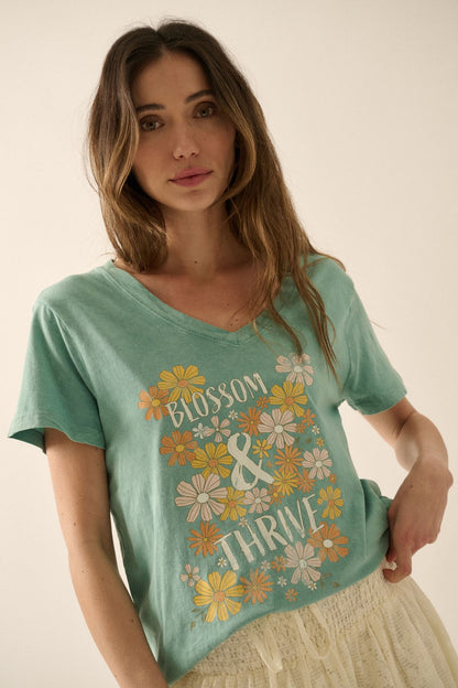 Blossom & Thrive V-Neck Vintage Wash Tee