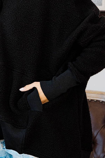 Bucketlist Fluffy Teddy Fur Hooded Tunic