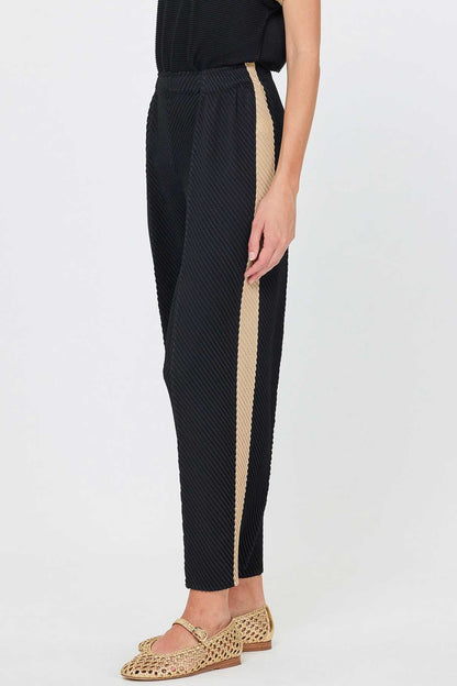 Pleated Tapered Pants W/ Side Panel