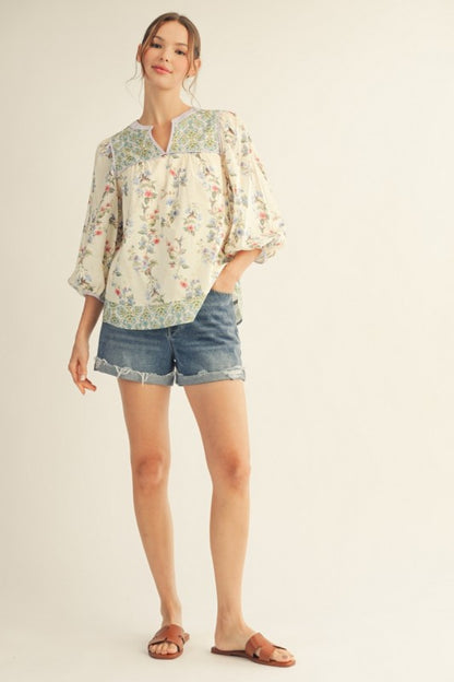 Floral Peasant Style Top