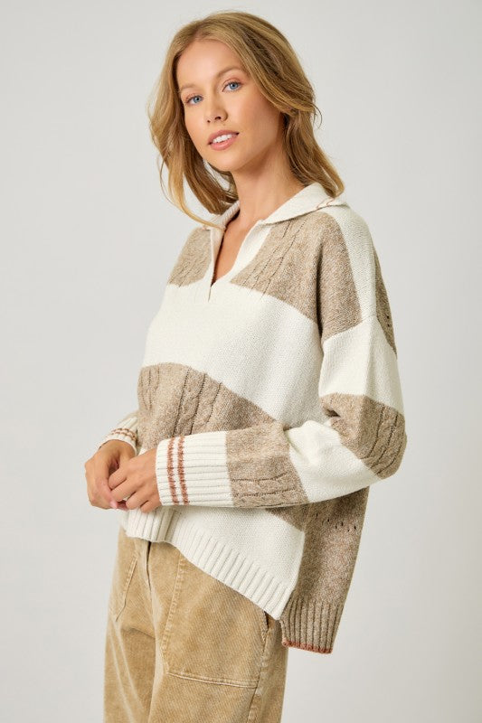 Multi Stripe V-Neck Sweater