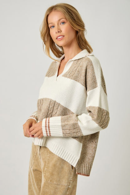 Multi Stripe V-Neck Sweater