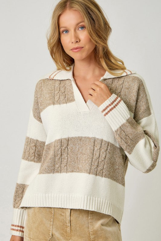 Multi Stripe V-Neck Sweater
