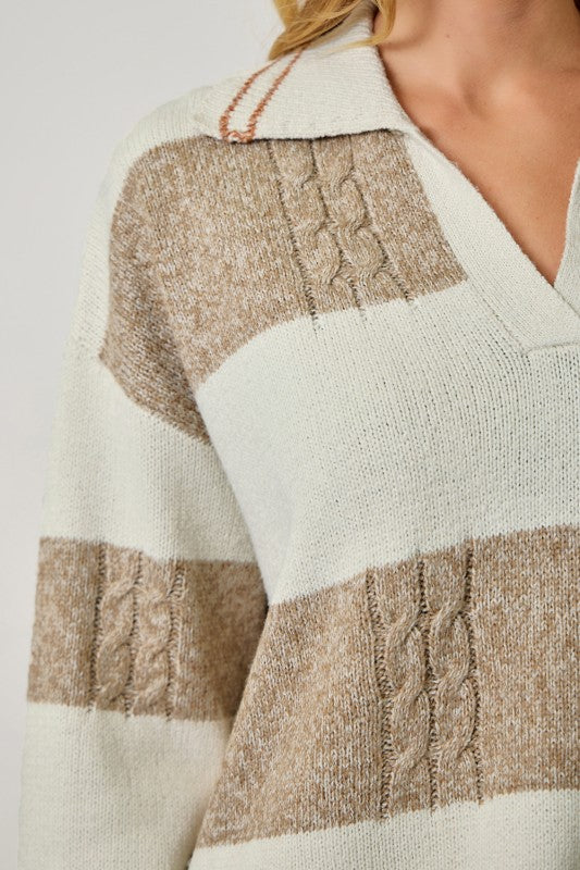 Multi Stripe V-Neck Sweater