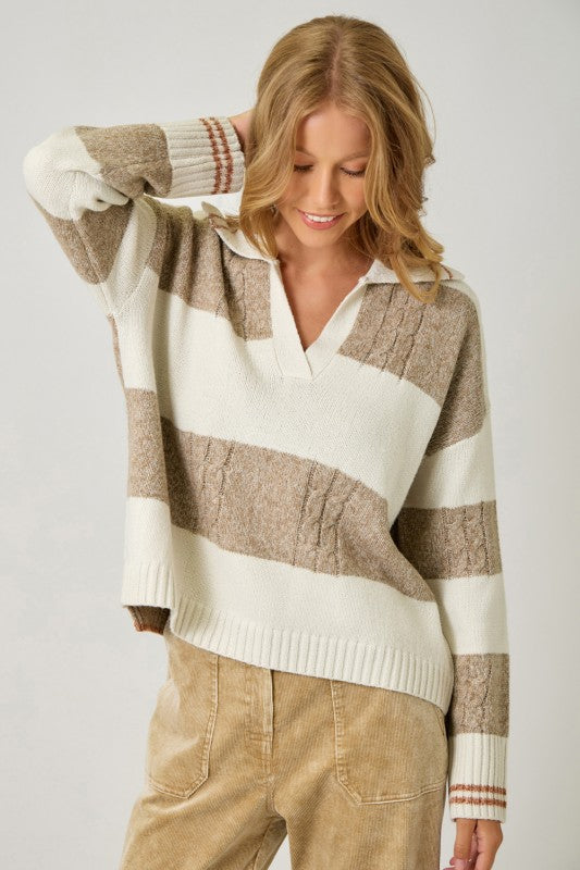 Multi Stripe V-Neck Sweater