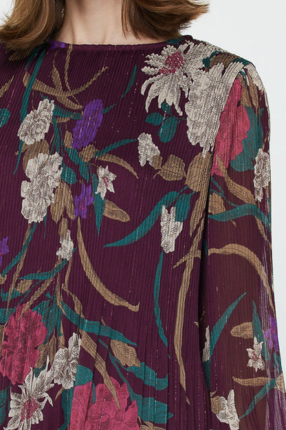 Pleated Floral Blouse