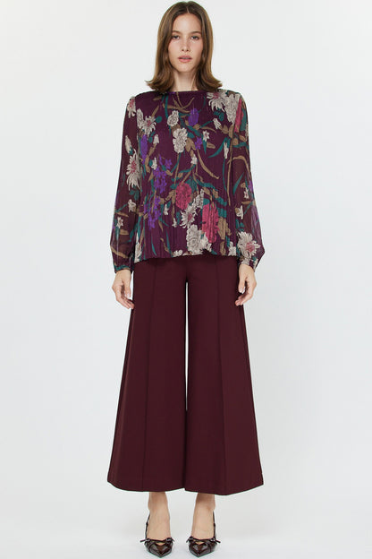 Pleated Floral Blouse