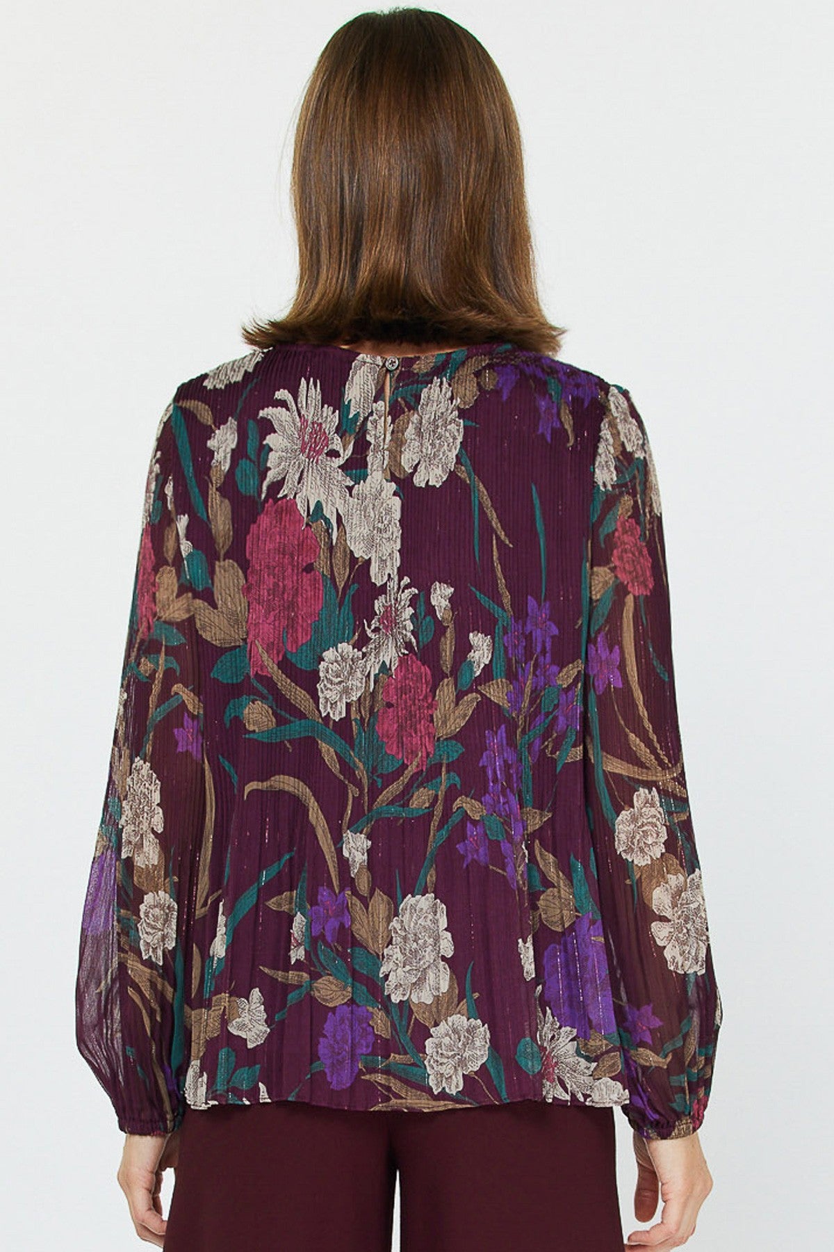 Pleated Floral Blouse
