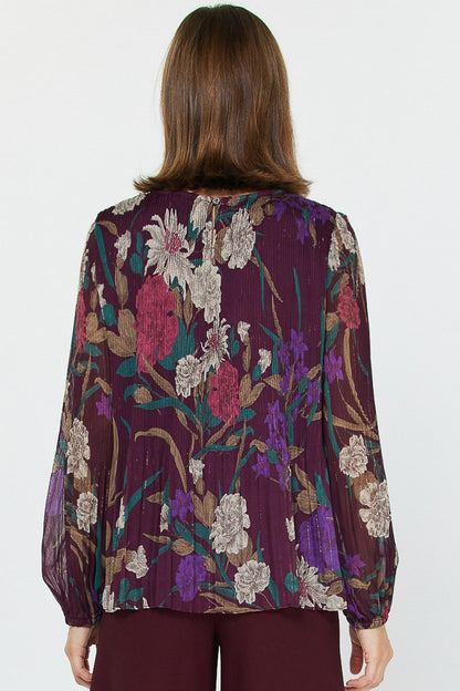 Pleated Floral Blouse