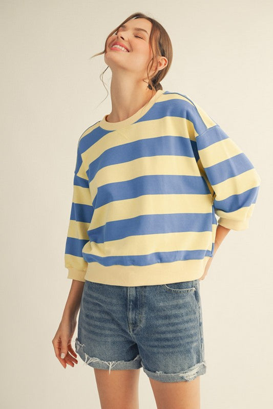 V Notch Bold Stripe Top