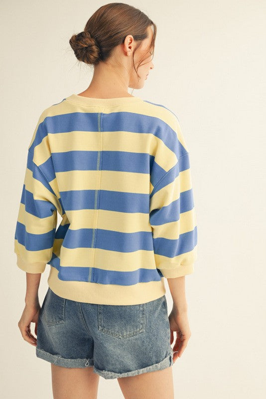 V Notch Bold Stripe Top