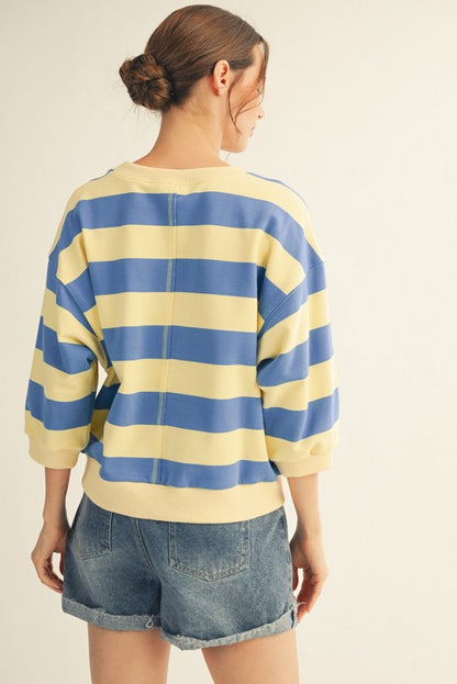 V Notch Bold Stripe Top