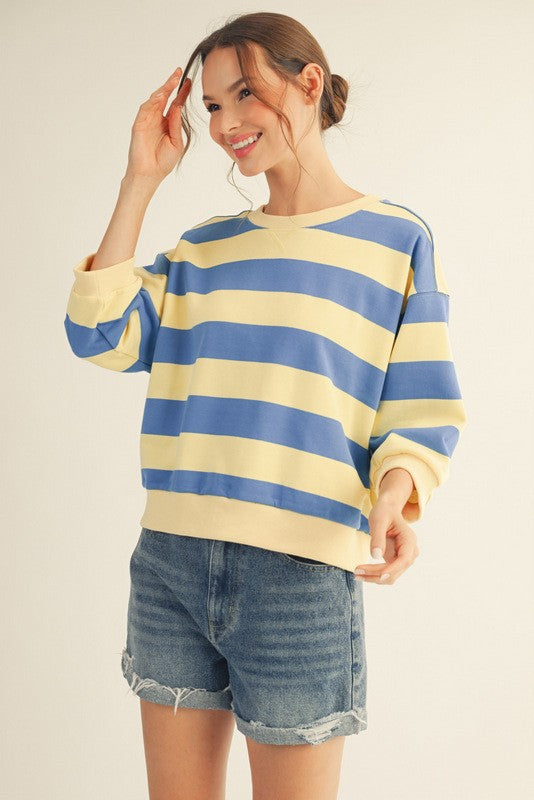 V Notch Bold Stripe Top
