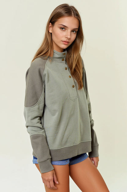 French Terry RIbbed Mockneck Sweatshirt