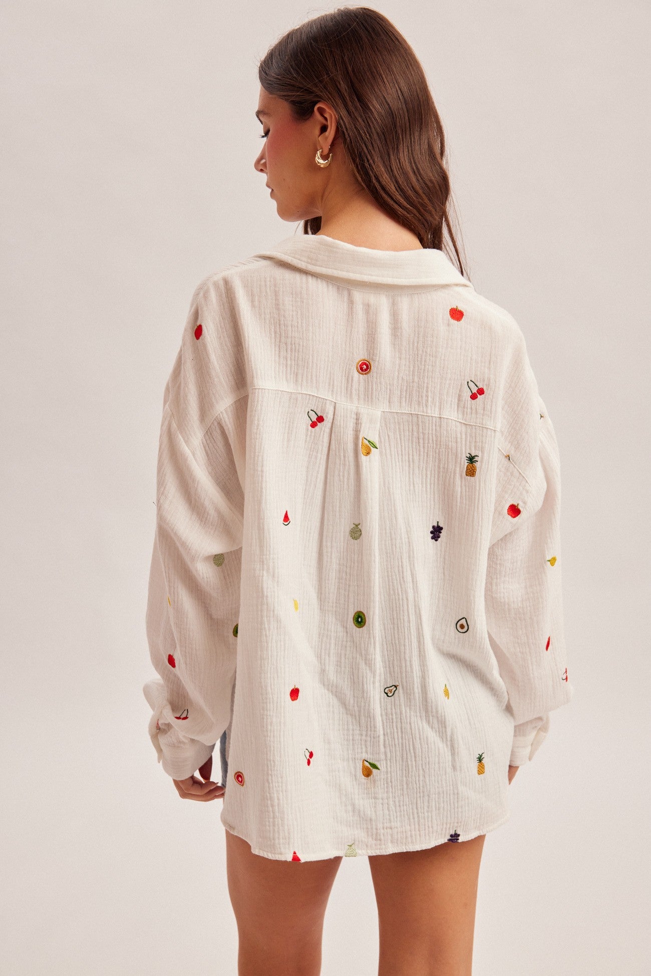 Oversized Fruit Gauze Button Down
