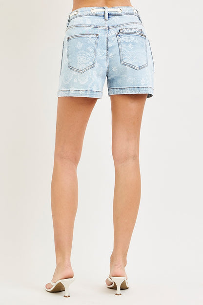 Risen Slouchy Paisley Print Patch Pocket Short