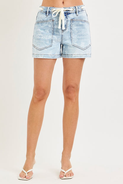 Risen Slouchy Paisley Print Patch Pocket Short