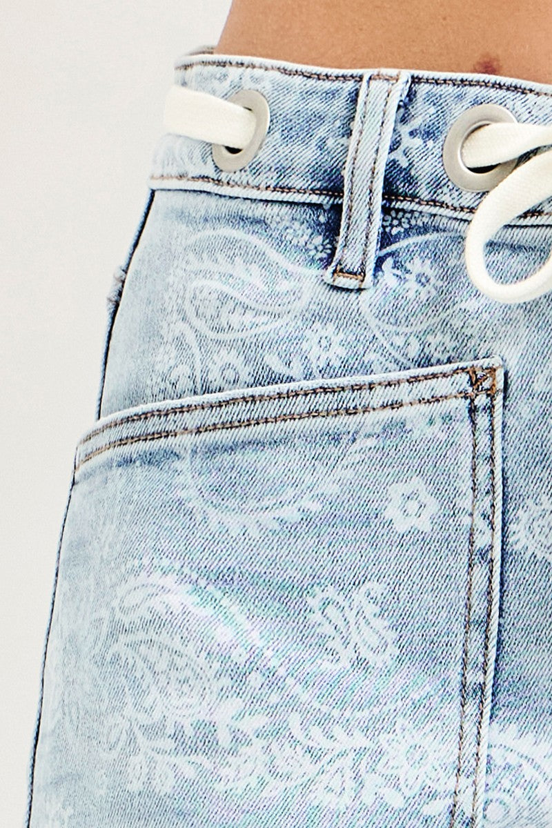 Risen Slouchy Paisley Print Patch Pocket Short