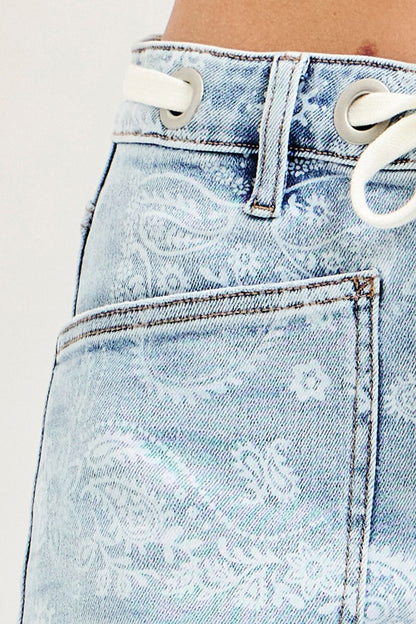 Risen Slouchy Paisley Print Patch Pocket Short
