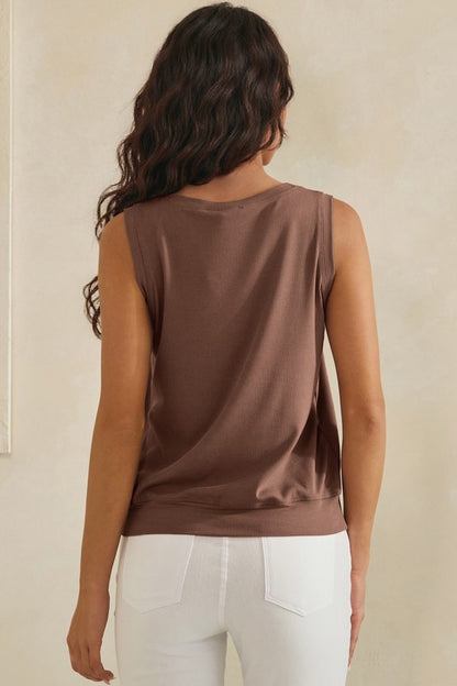 RIbbed Relaxed V- Neck Tank Top