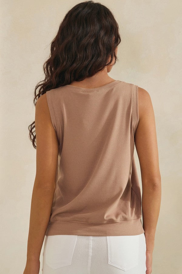 RIbbed Relaxed V- Neck Tank Top