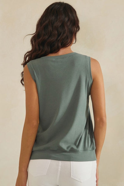 RIbbed Relaxed V- Neck Tank Top