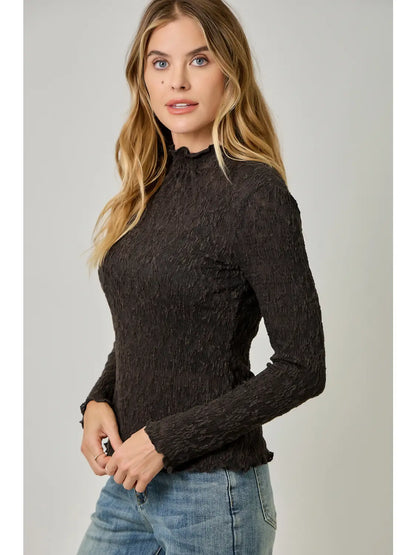 Lettuce Edge Textured Knit Top