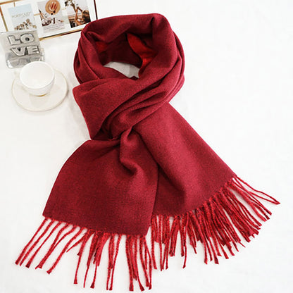 Two toned cashmere feel fringe scarf