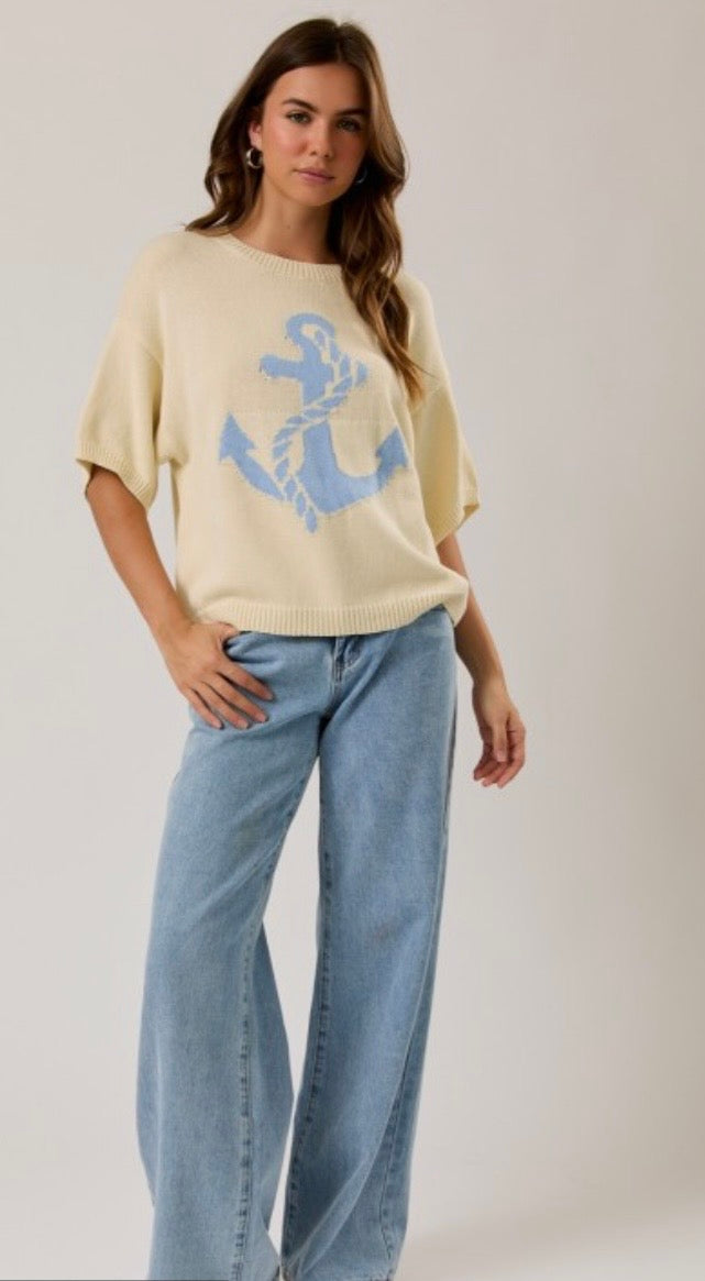 Anchor Short Sleeve Sweater