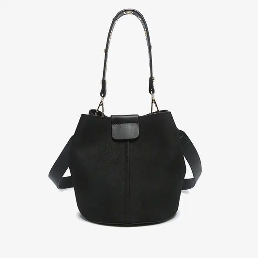 Farrah Suede Bucket Bag W/ Top Handle