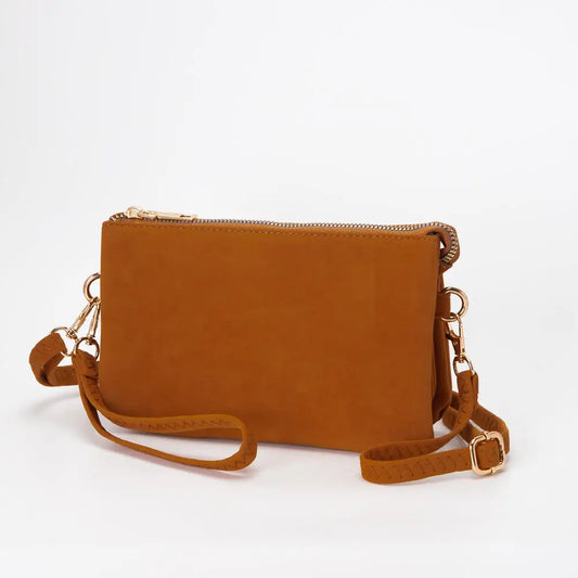 Stacey Faux Suede 3 Compartment Crossbody Bag